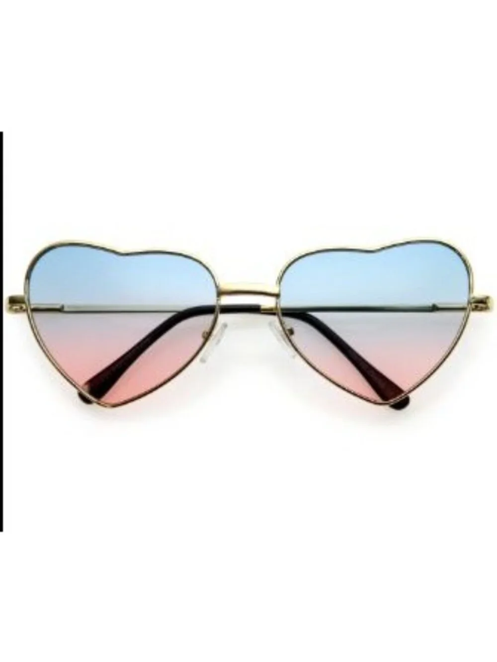 Heart-Shaped Blue to Pink Gradient Lenses Sunglasses With Gold Frame